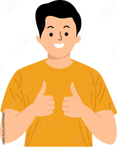 young man raises both thumbs up
