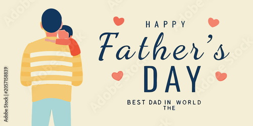 Obraz na plátně Father s day illustration with stylized figure and heart ornaments