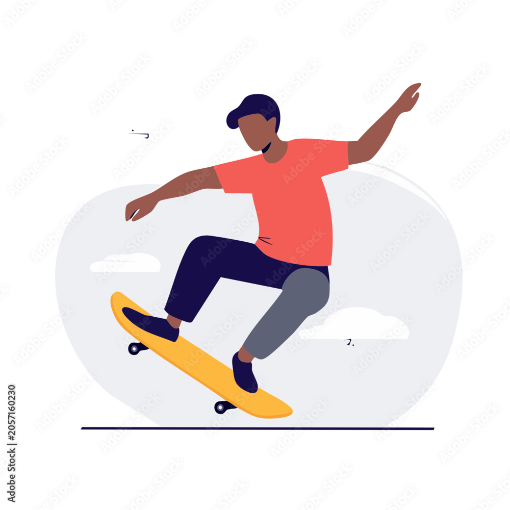 Obraz premium Flat design skateboarder in mid-air