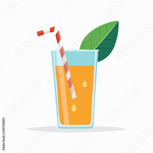 Refreshing tropical citrus beverage in a tall glass with a vibrant straw and a green leaf, perfect for summer hydration