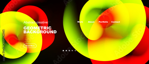Фотография Vibrant fluid shapes dominate black background