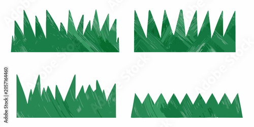 Quadro su tela Green grass silhouettes four variations on a white background