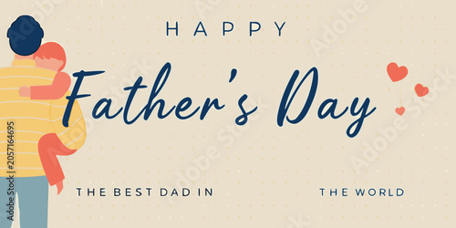 Fotografie Father s Day Illustration With Figures And Heart shaped Ornament