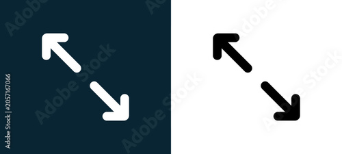 Photos Two-color bigger outline icon pair in black and white, editable stroke vector il