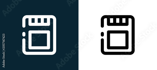 Slika na platnu Two-color ssd outline icon pair in black and white, editable stroke vector illus