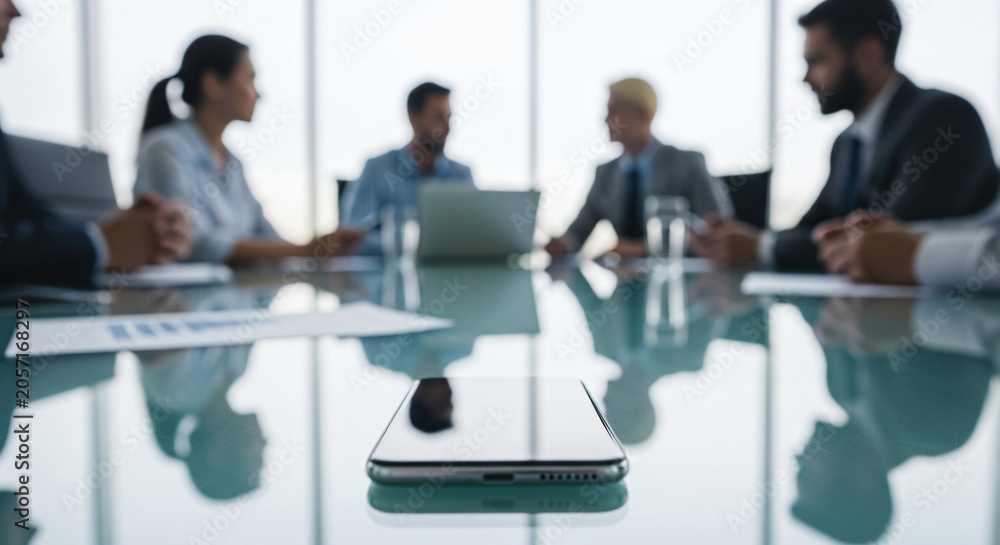 Fototapeta premium Smartphone during an active discussion, Team Collaboration,