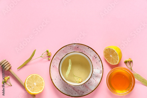 Cup of hot linden tea with ...