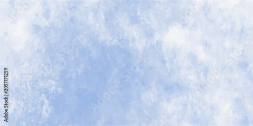 Schilderij op canvas A soft, dreamy expanse of blue sky filled with fluffy, white clouds, creating a serene and tranquil atmosphere