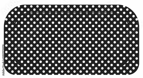 Konstfotografi Black rounded rectangle background with white polka dots.
