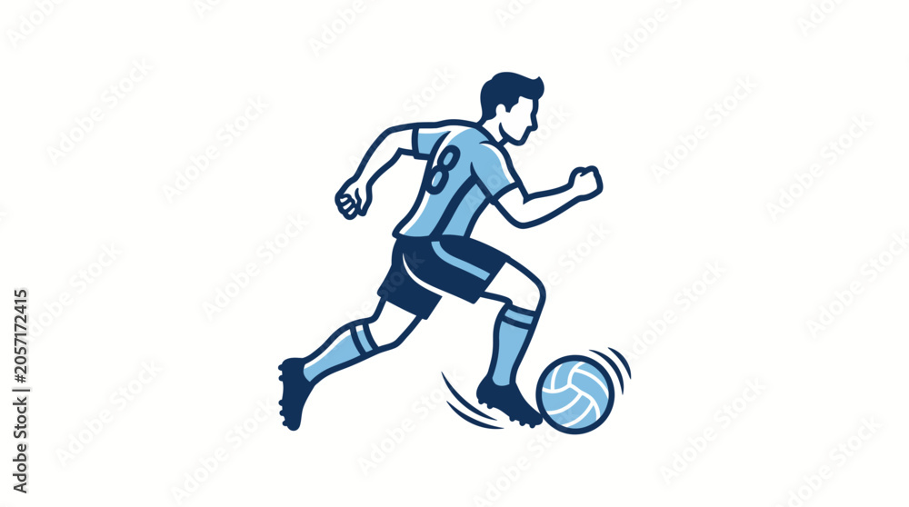 Fototapeta premium Soccer Player Dribbling Ball Dynamic Vector Illustration