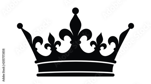 Fényképezés Black crown silhouette against a white background regal headwear design