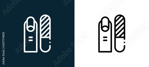 Foto Two-color manicure outline icon pair in black and white, editable stroke vector