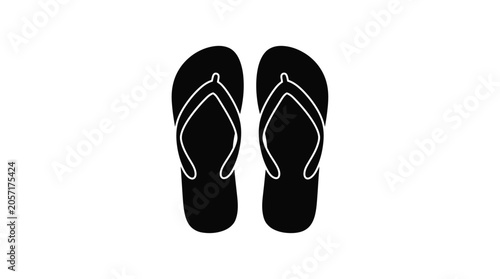 Obraz na płótnie Flip flops Silhouette On White Background Minimalist Footwear Design