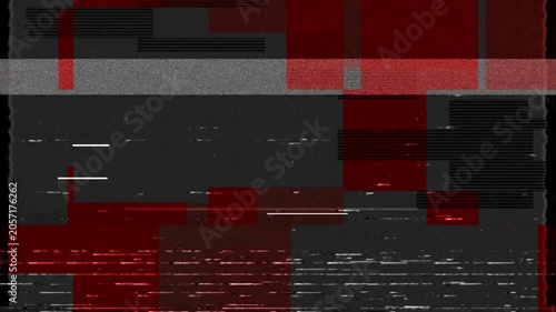 Red black digital tv signal noise static distortion block pattern grainy visual. Suitable for backgrounds, motion graphics, digital art.