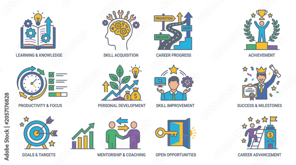 Fototapeta premium Business icons for success and growth.