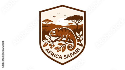Fotografie African Safari Chameleon Shield Badge Illustration