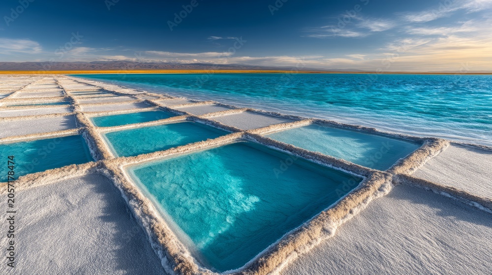 Fototapeta premium Stunning View of Massive Lithium Brine Extraction Operation in Landscape