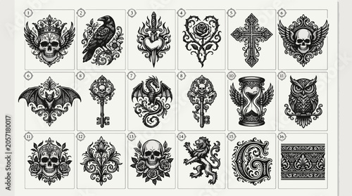 Gothic Style Illustrations Collection for Dark Themed Designs