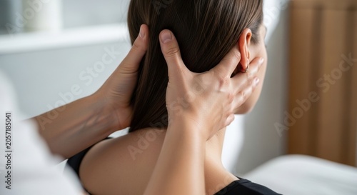 This scene shows a patient receiving treatment at a hospital for crick in the neck