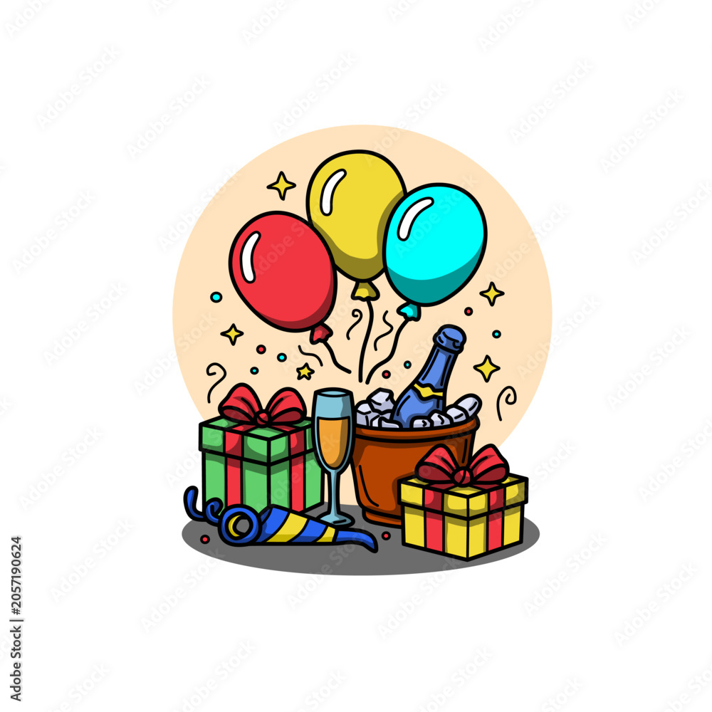 Naklejka premium Birthday Celebration Party Elements Vector Illustration