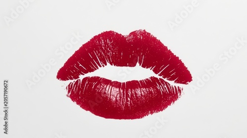 red lips mark isolated on white