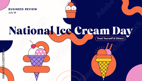 National Ice Cream Day, Ice Cream Cone Illustrations, Colorful Dessert Graphics, Vector Treats