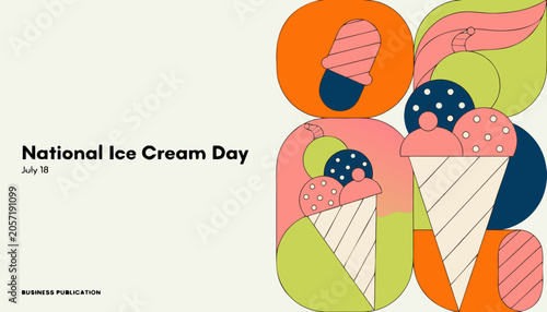 National Ice Cream Day icons, colorful ice cream cone illustrations, sweet treats graphics, dessert celebration elements
