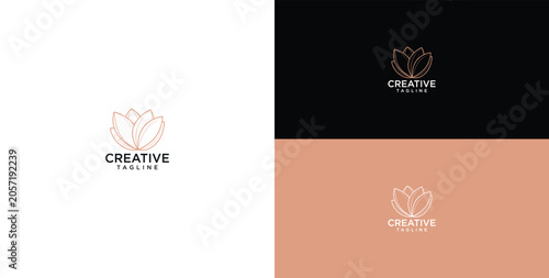 Cuadro en lienzo Minimalist lotus flower logo template for beauty wellness and boutique branding