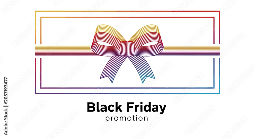 Obraz premium Black Friday Promotion Gift Box with Colorful Ribbon Bow and Frame