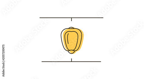 Single Yellow Corn Kernel Icon on White Background with Lines