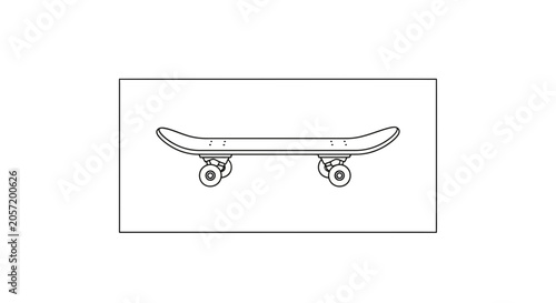 Skateboard Outline Drawing Isolated on White Background, Vector Art