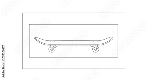Skateboard Outline Drawing Isolated on White Background, Vector Illustration