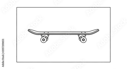 Skateboard outline drawing, isolated on white background, vector illustration