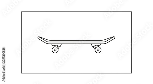 Skateboard Outline Icon Vector Illustration, Simple Line Art of a Skateboard on White Background