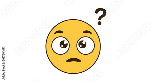 Bild auf Leinwand Confused Emoji Face with Question Mark - Uncertainty and Doubt