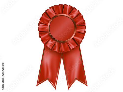 Картината върху платно Red rosette award ribbon with satin texture, isolated on transparent background
