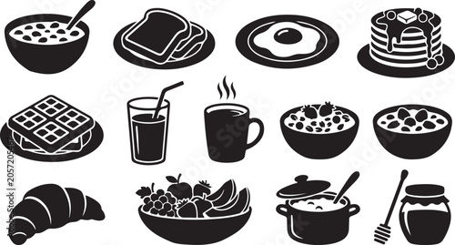 Quadro su tela Breakfast food icons set vector illustration