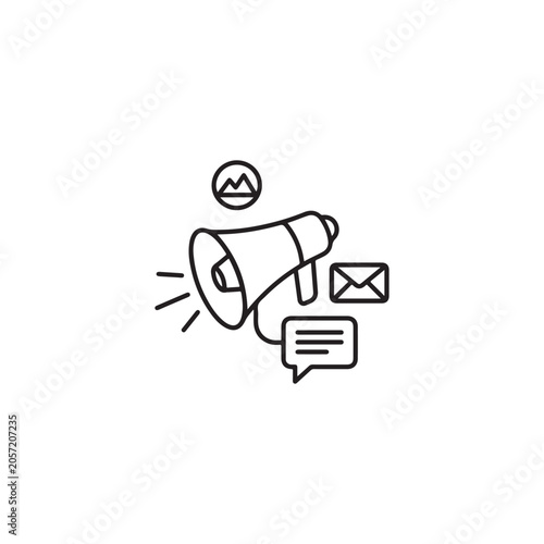 Marketing and public relations megaphone icon with megaphone, marketing