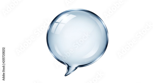 Glossy Transparent Speech Bubble Floating on Transparent Background