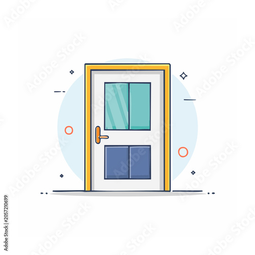 Flat design computer monitor with blue screen