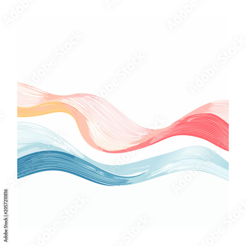 Flat design ribbon with red blue yellow stripes