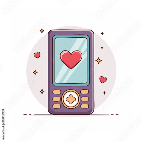 Flat design smartphone with heart icon