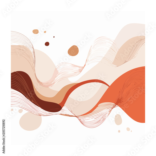 Minimalist abstract orange ribbon swirl