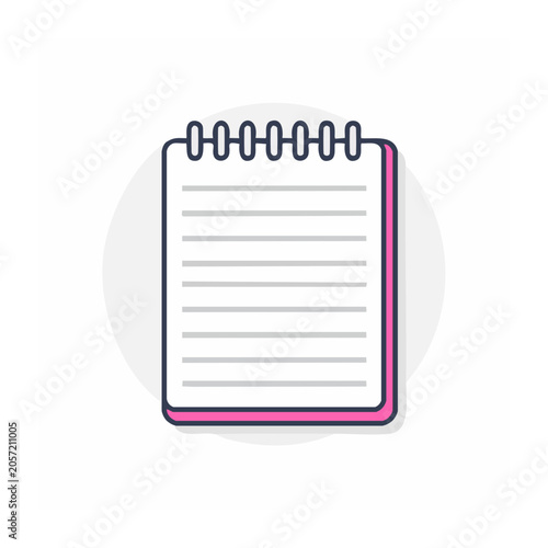 White notebook with purple spiral binding