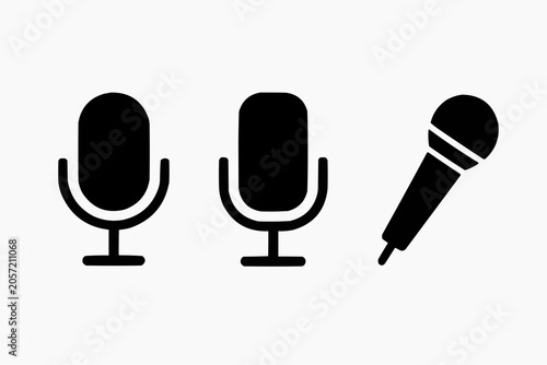 Microphone icon set vector flat design isolated on white background