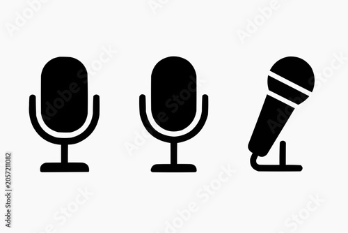 Microphone icon set vector flat design isolated on white background