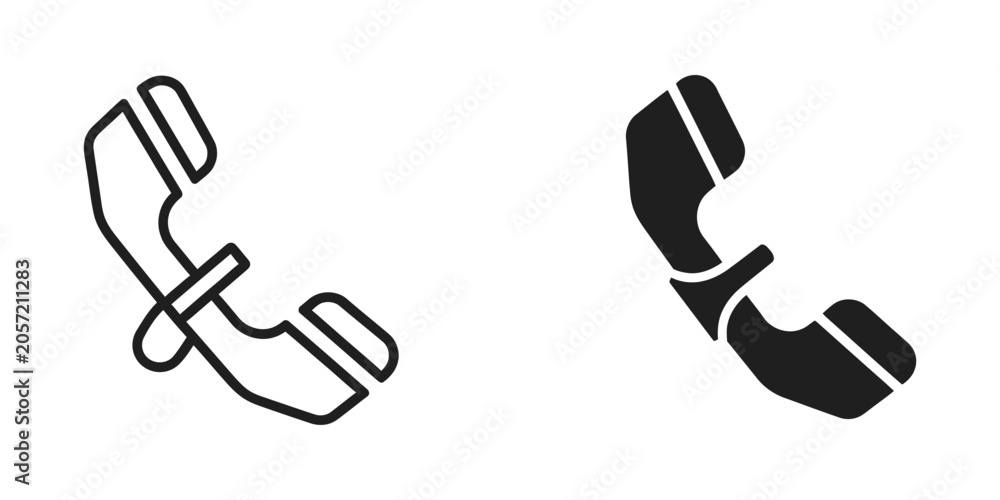 Fototapeta premium Telephone handset icon set in outline and solid styles with telephone communication interface business