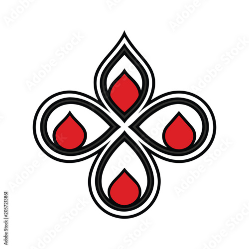 abstract floral emblem symmetrical design with red and white petals on a transparent background high quality professional detailed modern elegant stylish