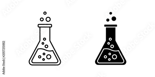 Картината върху платно Laboratory erlenmeyer flask chemical reaction vector icon set with chemistry lab