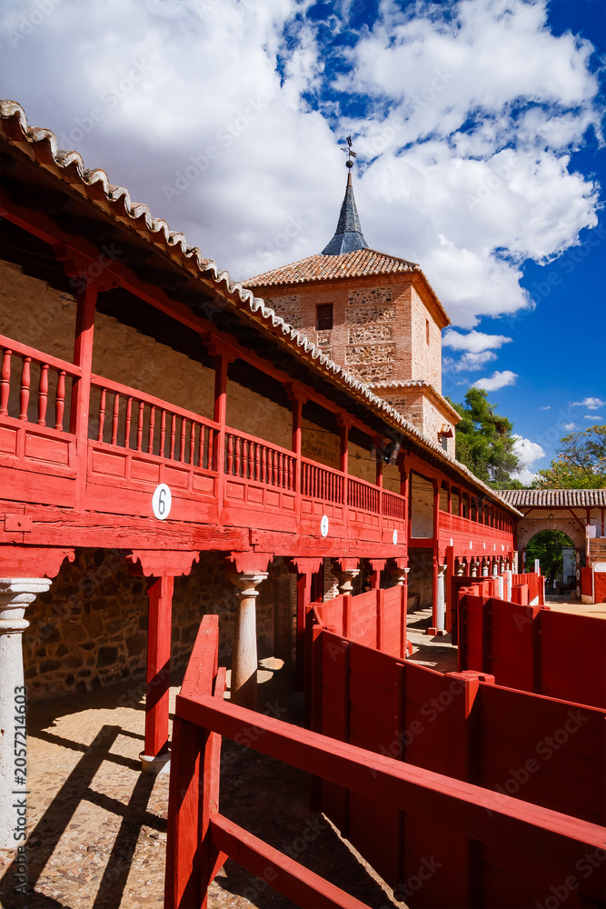 Naklejka premium Red Wooden Galleries and Corrals at Las Virtudes Bullring